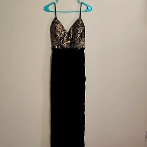 Open back black long dress